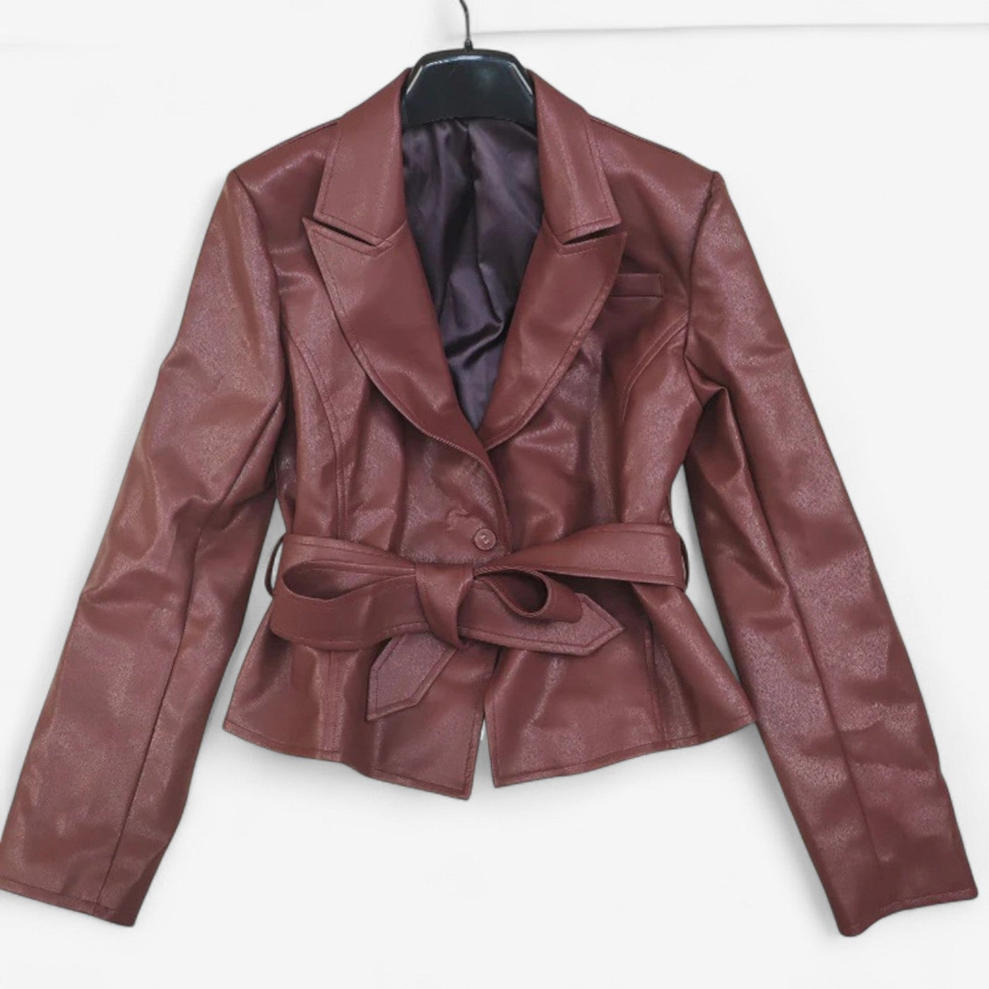 Fabienne™ Veste en Cuir à Ceinture