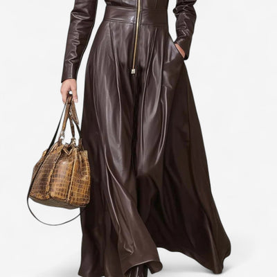 Bernadette™ Robe Longue en Cuir
