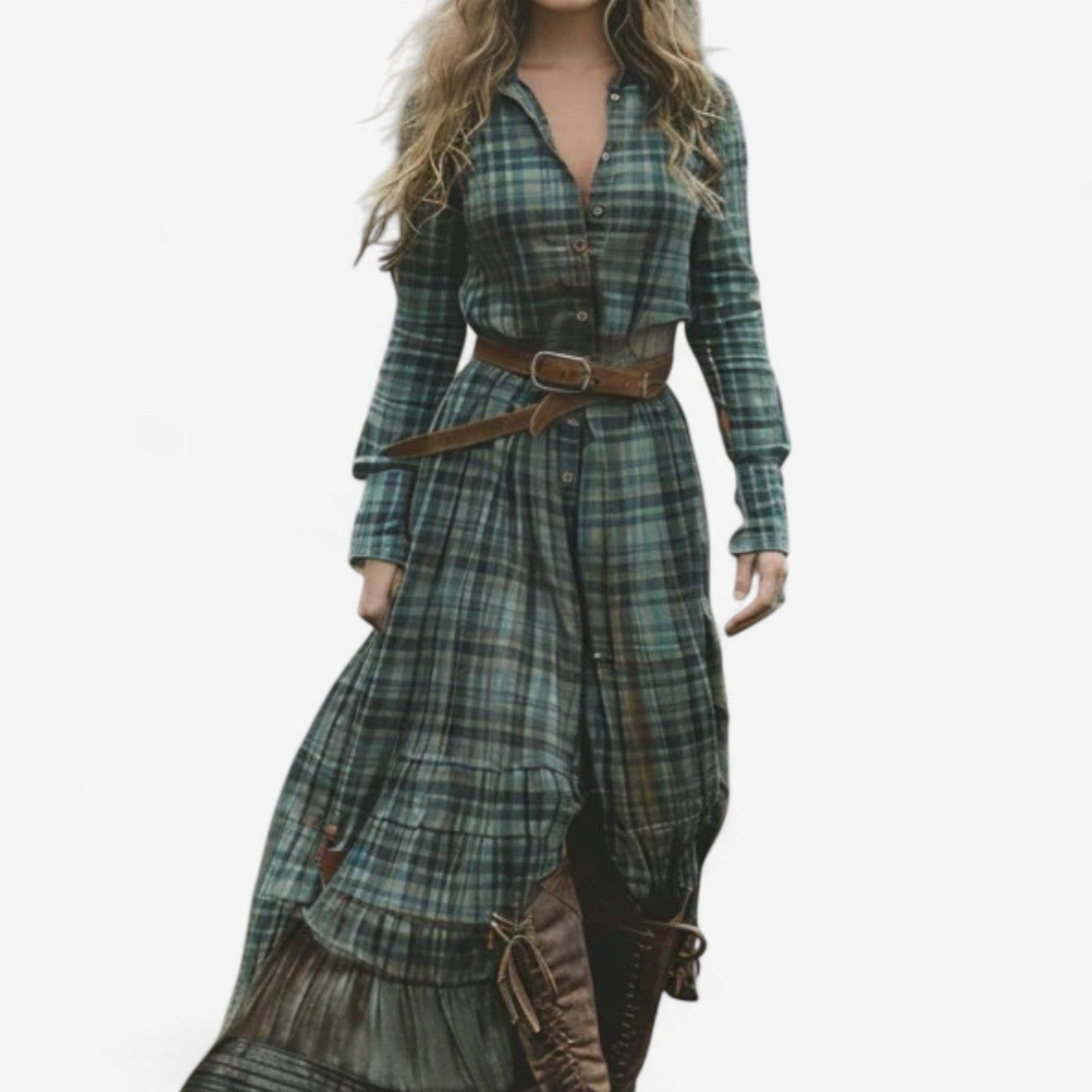 Bénédicte™ Robe Longue à Carreaux