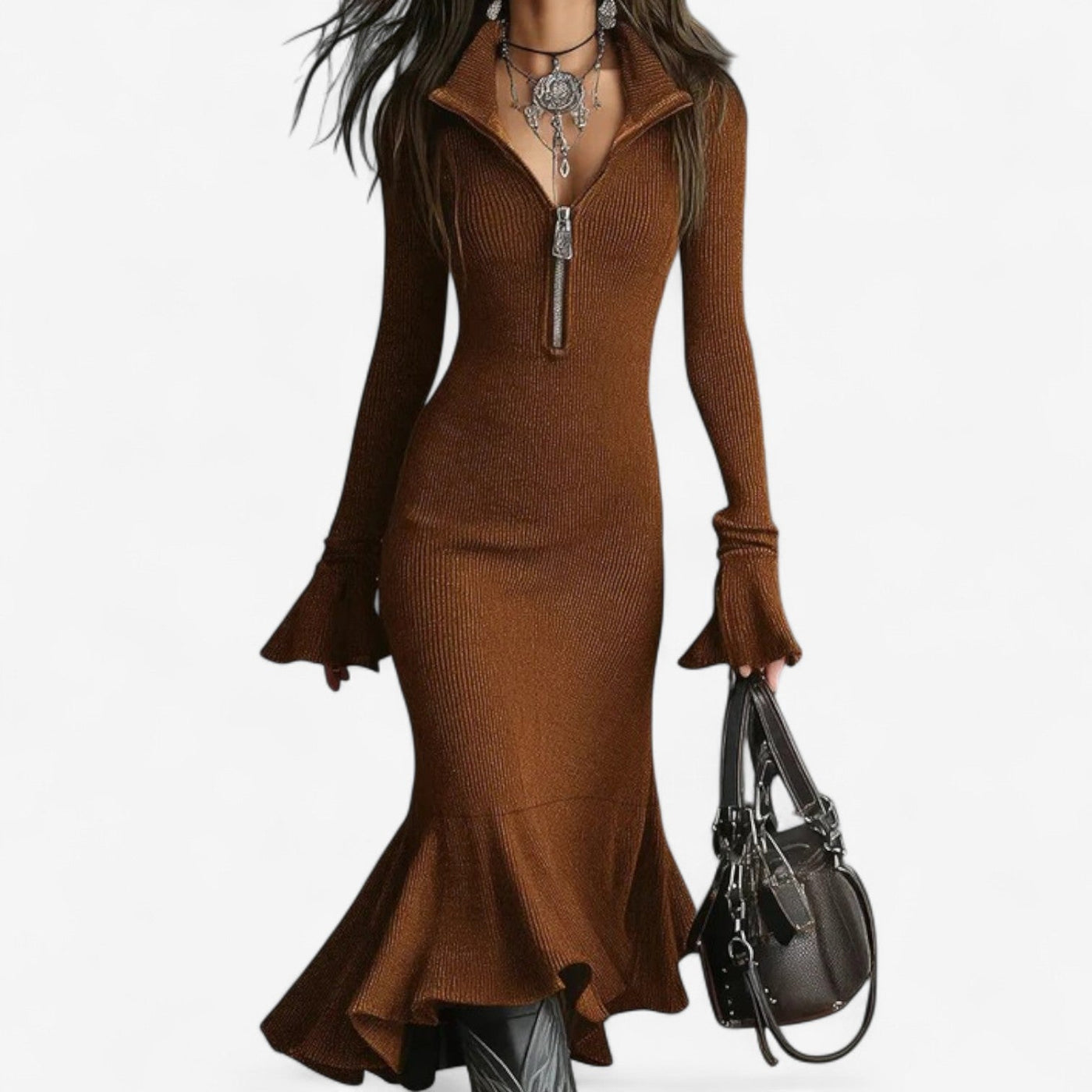 Maud™ Robe à Col Zippé