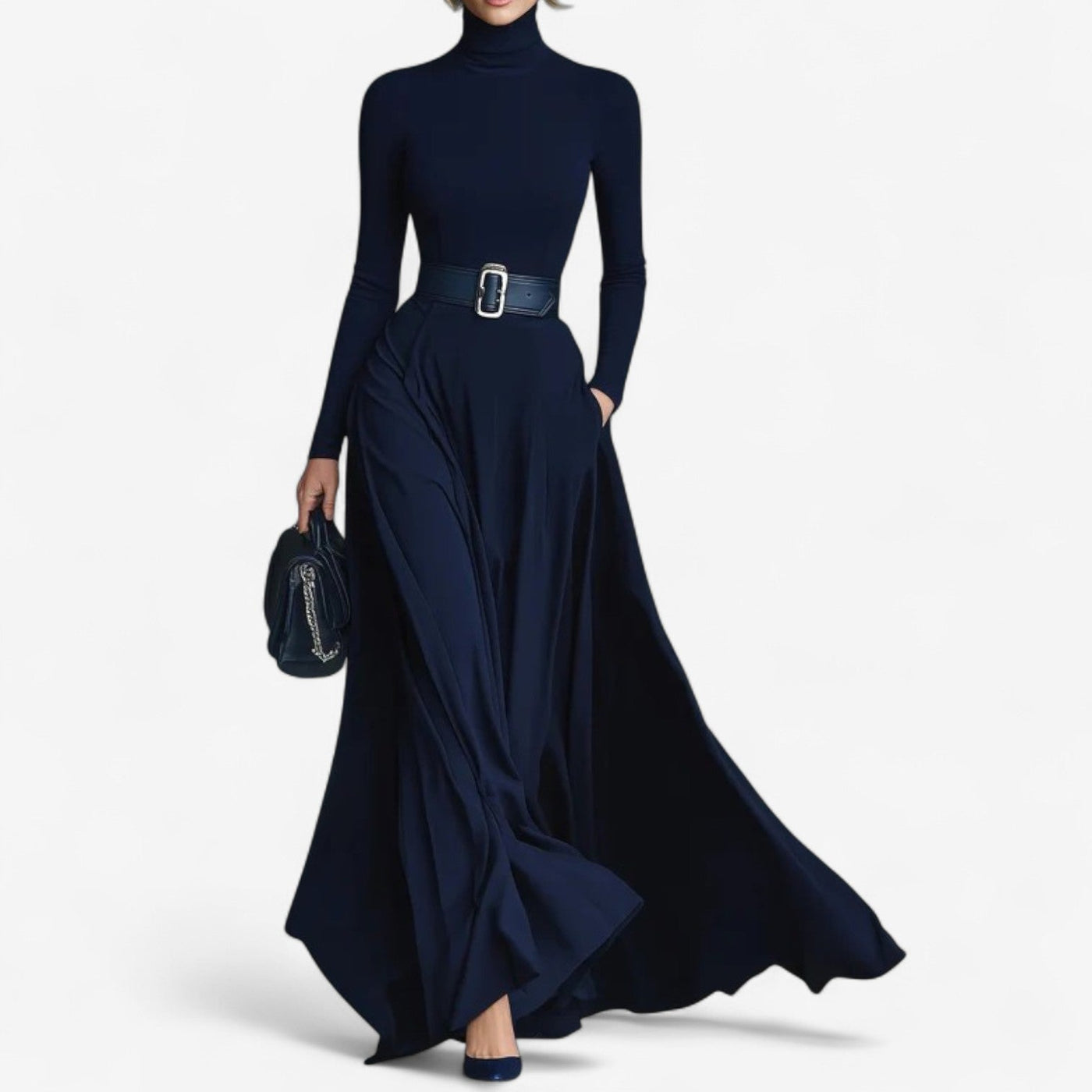 Yvelise™ Robe Maxi à Col Montant